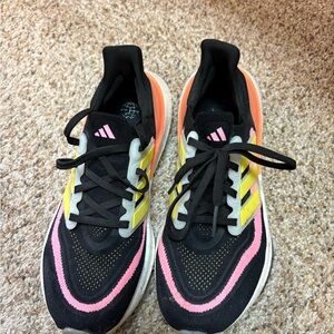 Adidas Black Sneakers with Pink Stitching